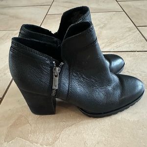 Lucky Brand Black Zip Bootie Heel Boot